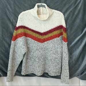 Free People Multicolor Chevron Cowl Neck Sweater- Size Small